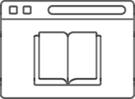 Online Open Learning Website Page Icon in Black Outline. vector