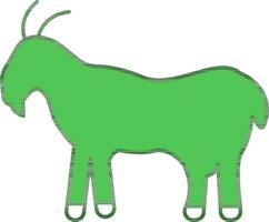 Goat Icon In Green And White Color. vector