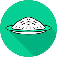 Rice Plate Icon On Green Background. vector