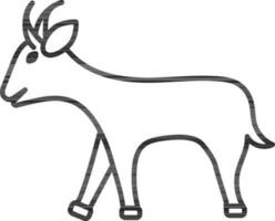 Goat Icon In Black Line Art. vector