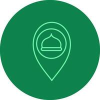 Mosque Map Pin Location Icon On Green Background. vector