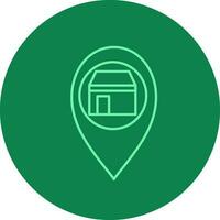 Kaaba Mecca Map Pin Location Icon On Green Backgroune. vector