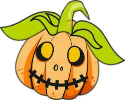 Scary Pumpkin Mouth Stitch Element In Orange And Green Color. vector