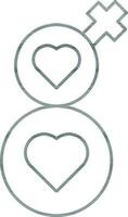 Isolated Eight Number With Venus Symbol Icon in Thin Line Art. vector
