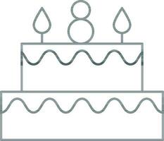 Eight Number Candle At Decorative Cake Icon. vector
