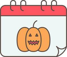 Halloween Calendar Icon In Flat Style. vector