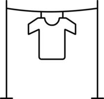 T-Shirt Hang With Rope Icon in Black Outline. vector