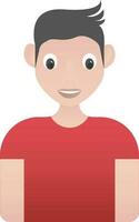 Young Boy Icon In Red And Gray Color. vector