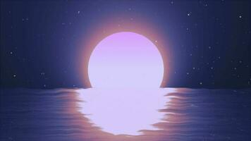 Abstract looped moon over water sea and horizon with reflections background video