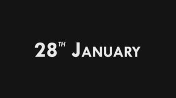 vinte oitavo, 28º janeiro texto legal e moderno animação introdução outro, colorida mês encontro dia nome, agendar, história video