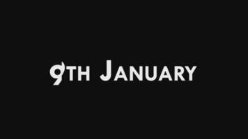 nono, 9º janeiro texto legal e moderno animação introdução outro, colorida mês encontro dia nome, agendar, história video
