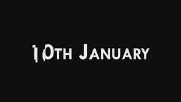 decimo, 10 ° gennaio testo freddo e moderno animazione intro fuori, colorato mese Data giorno nome, orario, storia video