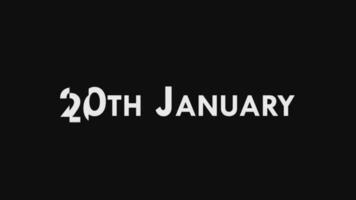 vigésimo, 20 janeiro texto legal e moderno animação introdução outro, colorida mês encontro dia nome, agendar, história video