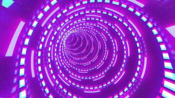 Abstract futuristic purple hi-tech tunnel from energy circles and magic lines background video