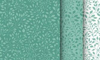 Stylish vector seamless pattern in green colors. Spring botanical print design in hand-drawn style. Decorative branches and leaves. Beautiful Floral Endless background for fabric wallpaper or wrapping