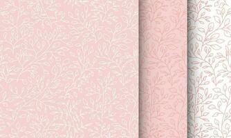 Botanic seamless pattern in pink and white colors. Endless background for linen, fabric, wallpaper, wrapping paper. Nice little leaves and tree branches. vector