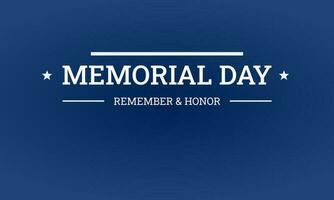 Simple Greeting Happy Memorial Day Background Design Vector. National American Holiday Illustration. Remember and Honor on blue color vector