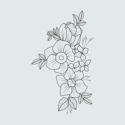 Flower Line Drawing Vector Art, Icons, and Graphics for Free Download