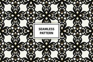 Geometric of black, gold and white pattern. Seamless vector background. Simple graphic.