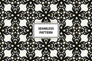 Geometric of black, gold and white pattern. Seamless vector background. Simple graphic.