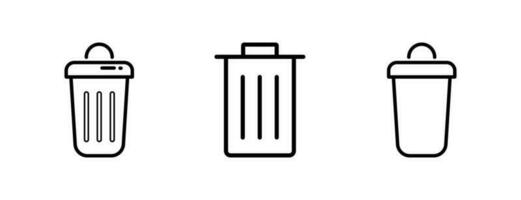 Bin Lineal Icon Symbol Vector. Black Outline Bin Icon vector