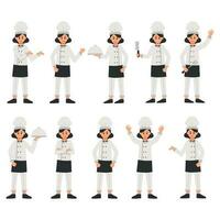 Female Chef Illustration Vector Set