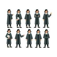 Female Judge Illustration Vector Set