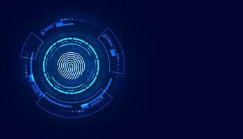 abstract circle digital cyber security fingerprint connection and communication futuristic on blue background. vector