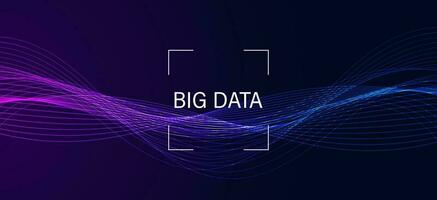 The concept of digital waves, big data fluttering data collection Data processing and data analysis on a beautiful futuristic background. vector