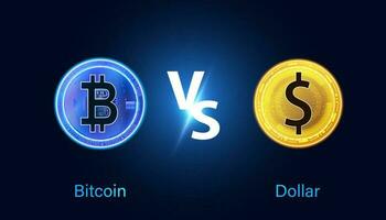 Abstract Bitcoin and Dollar Concept Asset Investment Decisions, Risk Distributions, Safe Havens, of Investors. vector