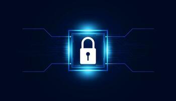 Abstract padlock digital circuit board concept cyber theft protection cyber security On a modern blue background vector