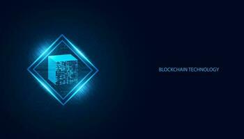 Abstract blockchain technology cryptocurrency and fintech square cube crypto operations Connect block, data transmission, new technology system, Vector illustration.