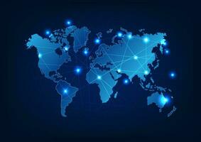 World map technology background High-speed internet network connection that covers the whole world It is a technology that helps in transmitting information, communicating, doing business vector