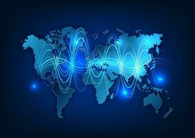 World map technology background High-speed internet network connection that covers the whole world It is a technology that helps in transmitting information, communicating, doing business vector