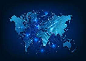 World map technology background High-speed internet network connection that covers the whole world It is a technology that helps in transmitting information, communicating, doing business vector