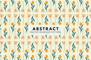 Tulip and dandelion flower abstract seamless repeat pattern vector