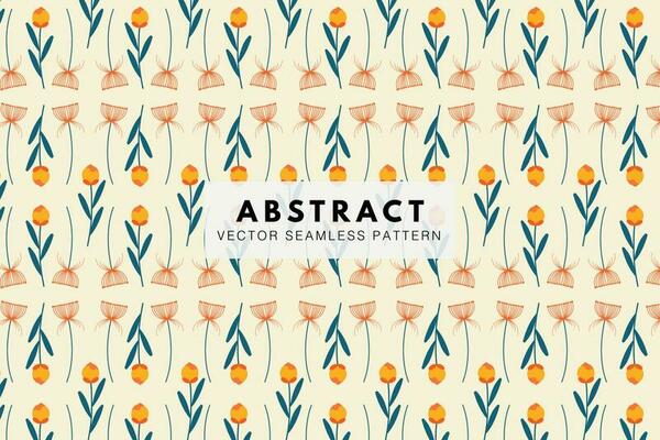 Tulip and dandelion flower abstract seamless repeat pattern