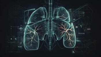 Smoky lungs of a smoker on a dark background isolate medical concept 3d illustration photo