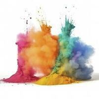 Explosion of colored powder on white background, generate ai photo