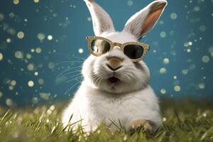 Happy cool rabbit funny , photo