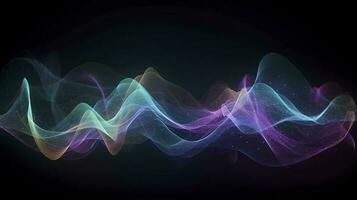 abstract background with glowing purple and golden and blue wavy lines, generate ai photo