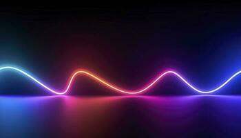3d rendering, the abstract background of colorful neon wavy lines glowing in the dark. Modern simple wallpaper, generates ai photo