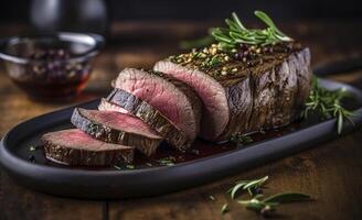 Roasted beef tenderloin meat photo