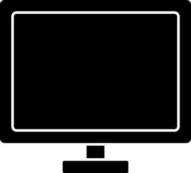 plano estilo escritorio icono en negro y blanco color. vector