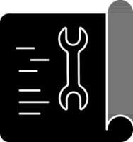 Scroll Setting Page Icon In Black And White Color. vector