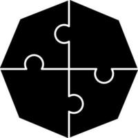 black and white Octagon Shape Puzzle Icon in Flat Style. vector