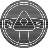 Steering Wheel Icon In Black And White Color. vector