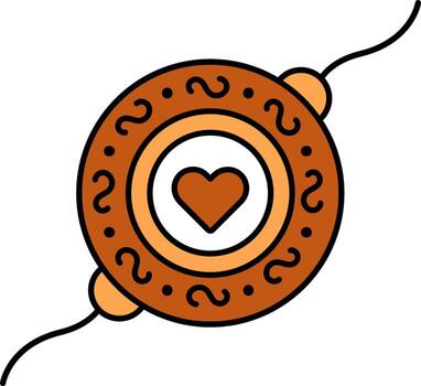 hermosa corazón con floral diseño rakhiwristbandicon en marrón color. vector