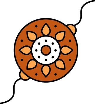 plano estilo floral rakhipulsera icono en marrón y blanco color. vector