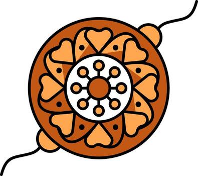 marrón y blanco flor rakhipulsera icono en plano estilo. vector